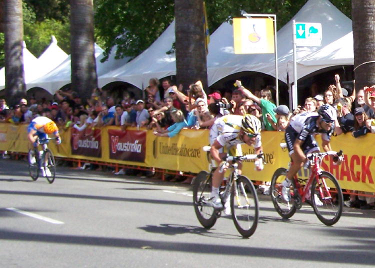 The final sprint to the finish line in Sacramento, CA.