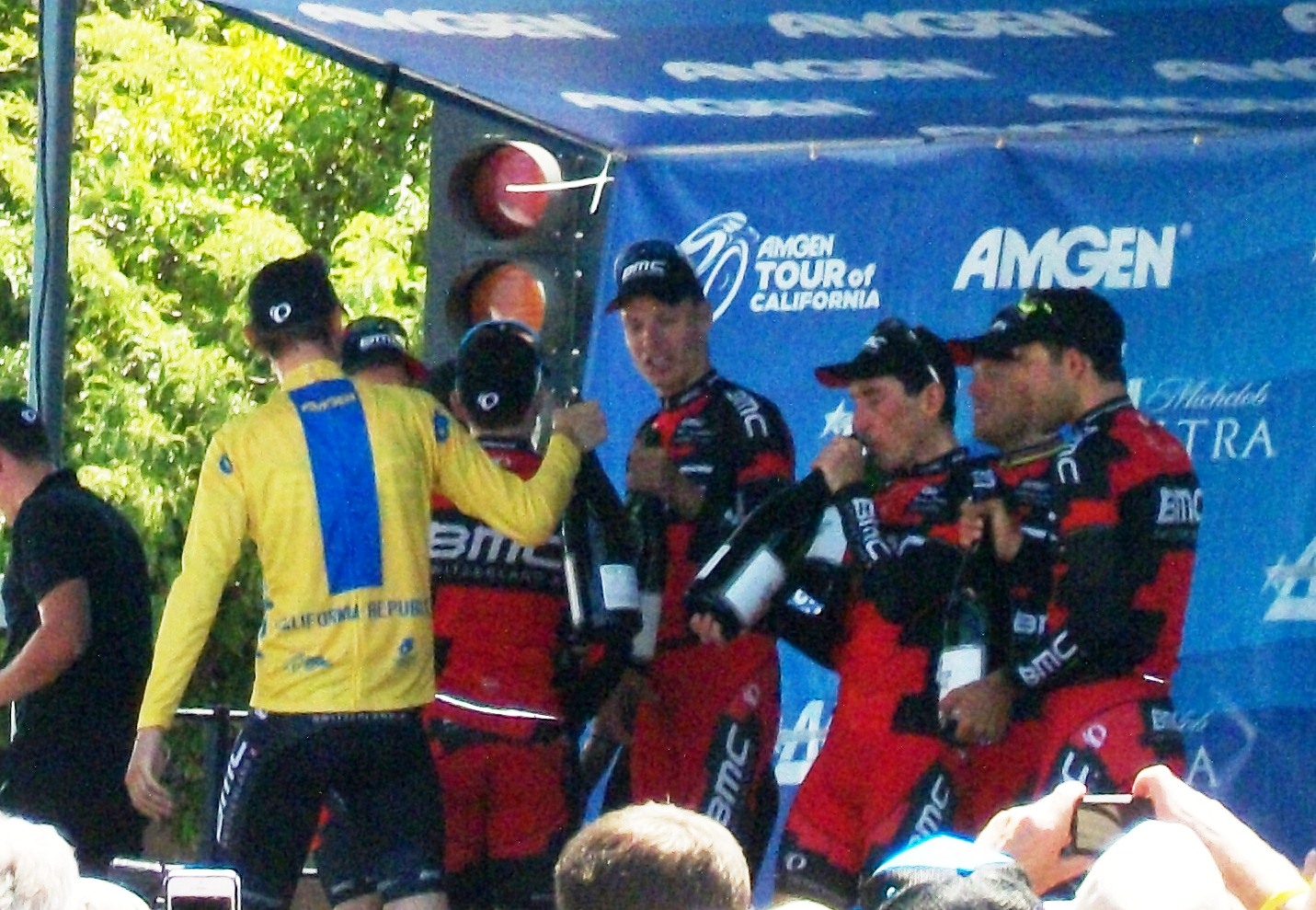 Team BMC celebrates winning 