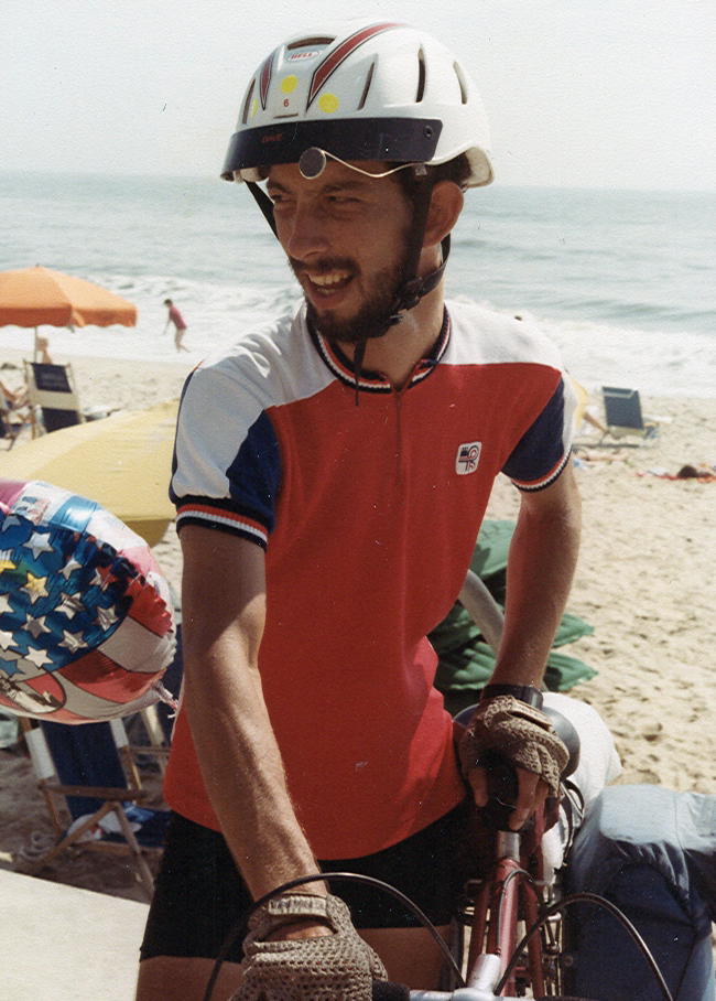 This picture was taken upon completion of my Trans-America solo bicycle trip across America on June 30, 1984 in Virginia Beach, VA
