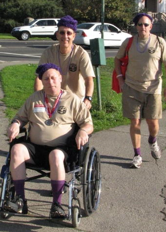 Dennis did not walk the whole lake and Dave pushed the wheelchair a portion of the walk around the lake