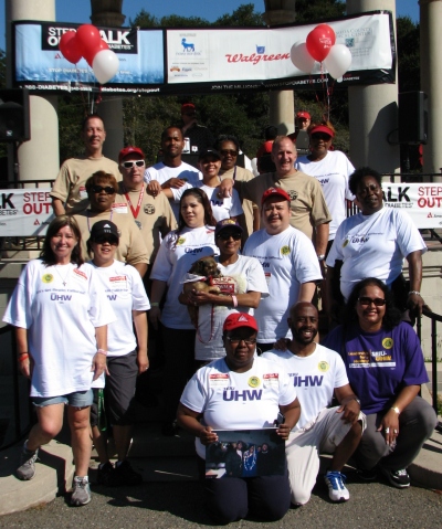A group picture of members of both unions CWA and SEIU-UHW