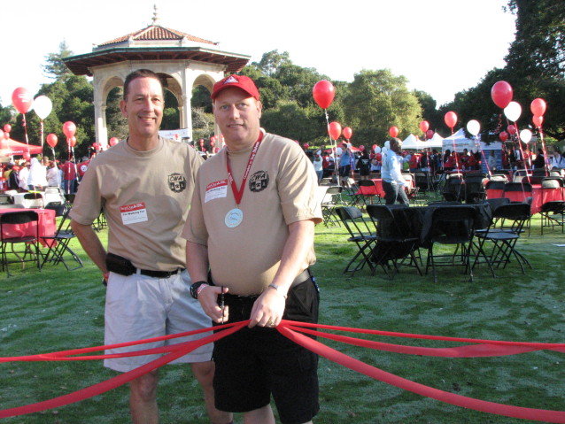 Dennis is preparing to cut the ribbon to start the walk.  It was a great honor.