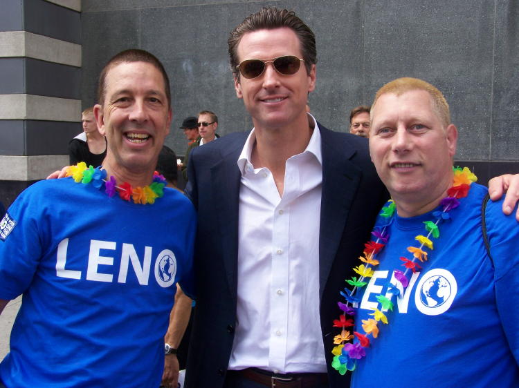 Dave, Gavin Newsom, Mayor of San Francisco and Dennis in San Francisco, June 2008
