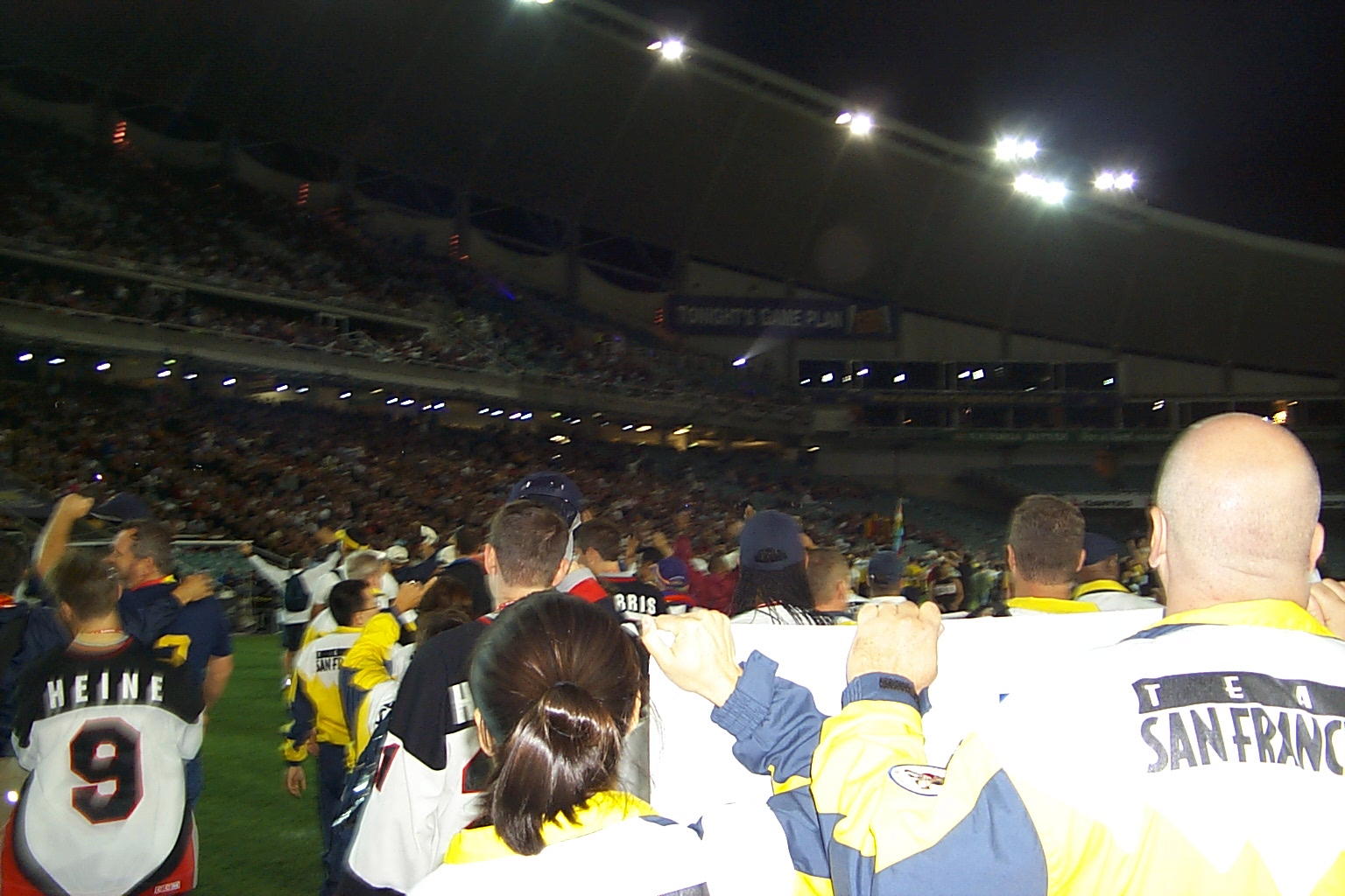 Team San Francisco Marches into Aussie Stadium as part of Opening Ceremonies