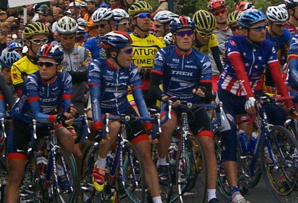 U.S. Postal Service Pro Cycling Team members including LANCE ARMSTRONG (third from left).