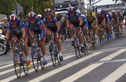 U.S. Postal Pro Cycling Team members in the chase group early in the race.