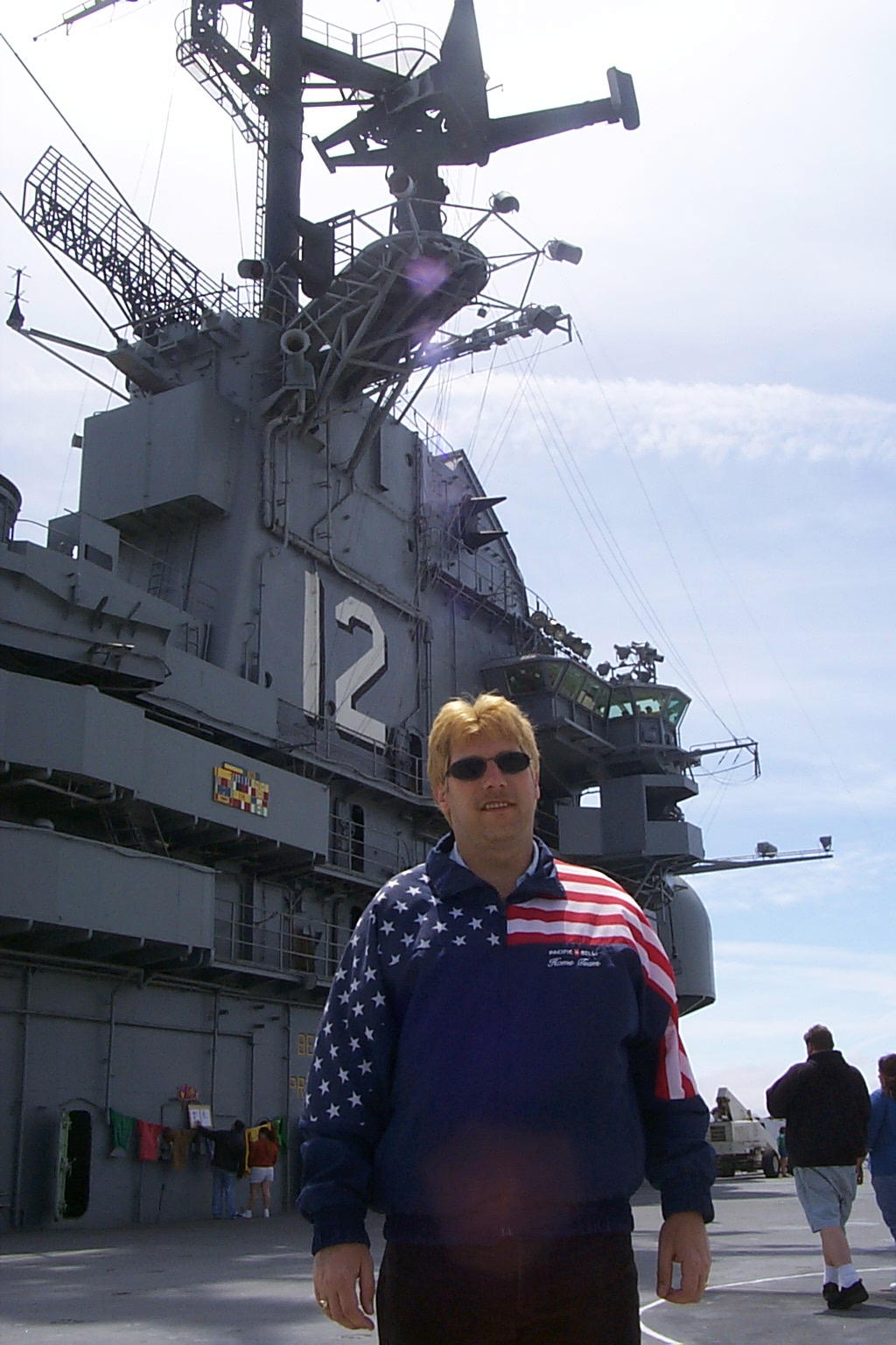 Here's the Air Boss Dennis walking about the flight deck