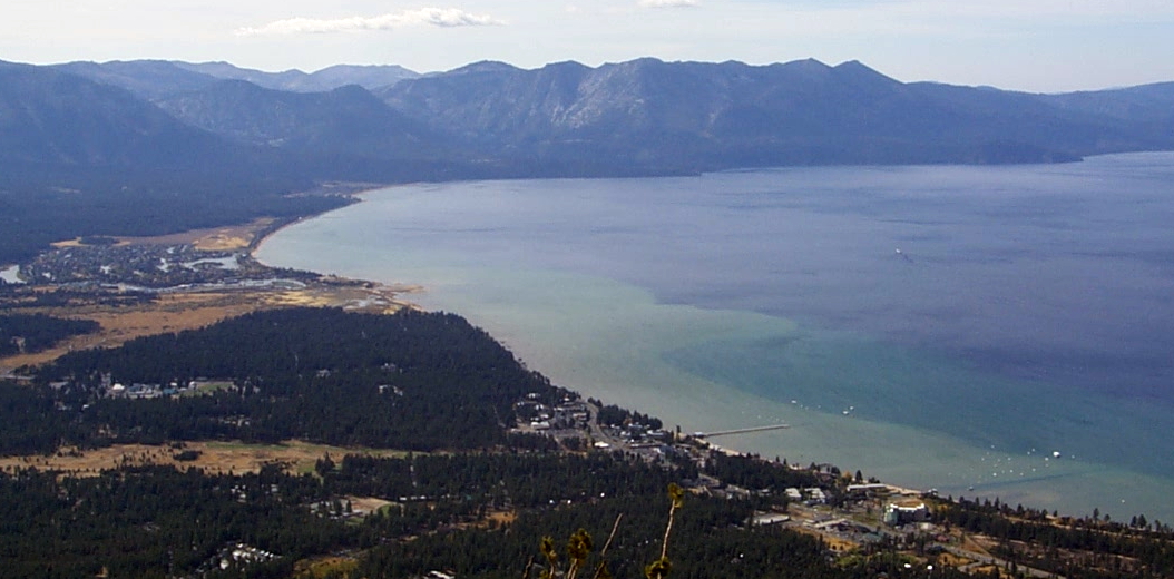 A view of Lake Tahoe from the top of the mountain near Heavenly Ski Resort