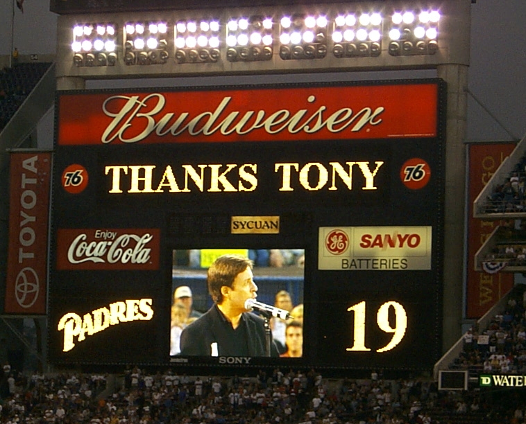 Tony Gwynn's career was summarized by broadcaster Bob Costas at the post-game tribute