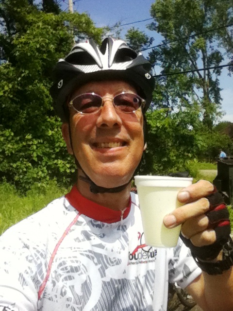 I raise my cup to celebrate the half-way point of the ride