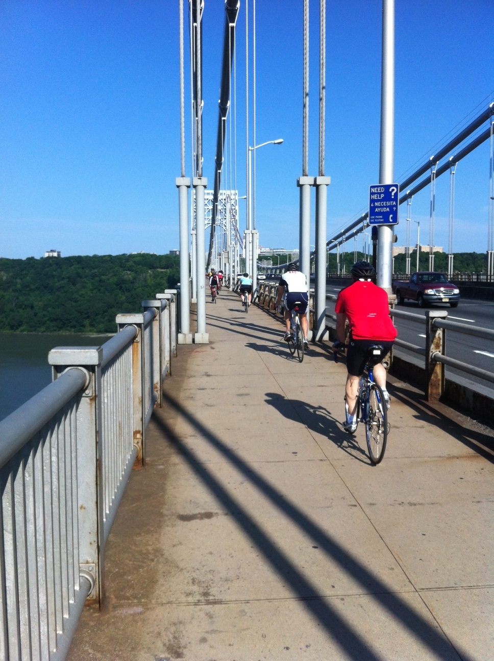 I stopped to take a picture of fellow cyclists as I ride across the George Washington Bridge leaving Manhatten.