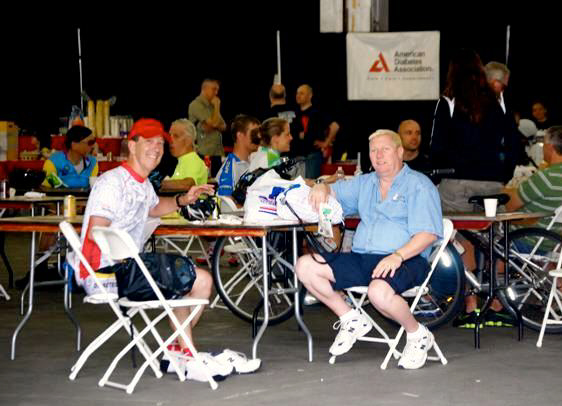 Dennis and I seated at the table taking it easy after I arrive back from the ride