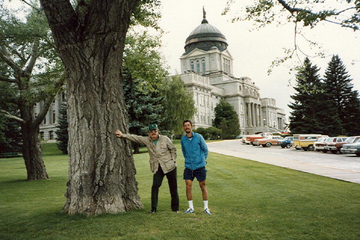 My dad and I with the Capital of Montana in the background.