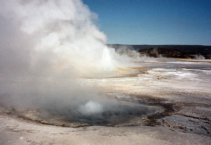 These are some of the mud pots, waterspouts and rainbow pools found in Yellowstone National Park.