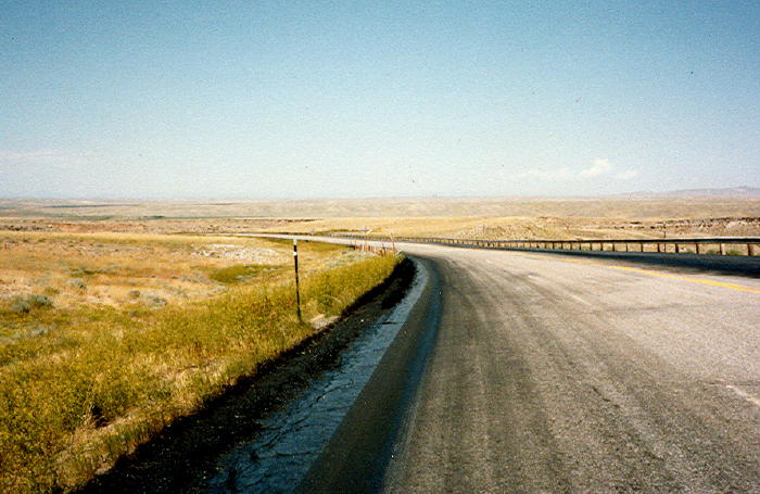 The highway to no-mans land near the Beaver Divide.
