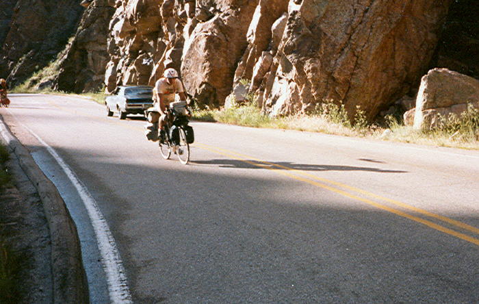 Terry is shown making her way up the grade.