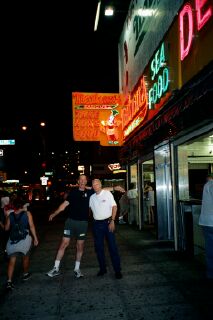 Dave and Dennis fooling around on the walk in Coney Island. Dave survived the Cycline Roller Coaster.