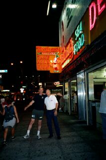 Dave and Dennis fooling around on the walk in Coney Island.  Dave survived the Cycline Roller Coaster.