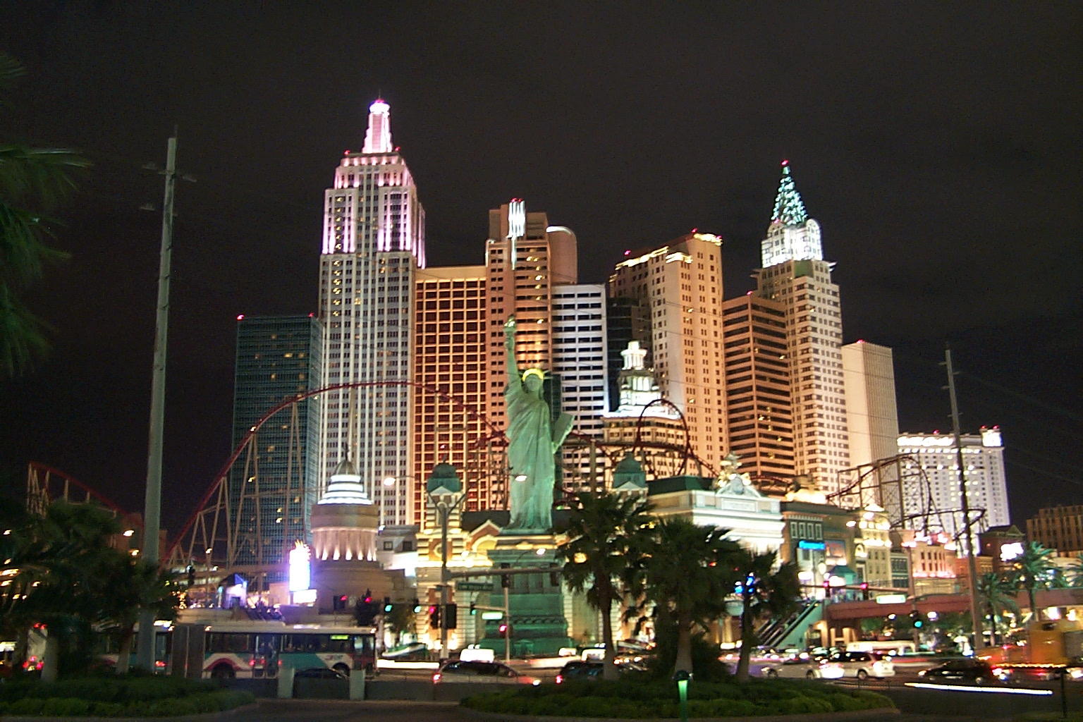 The New York, New York Casino at night. We were instantly in a New York state of mind when we visited this place.