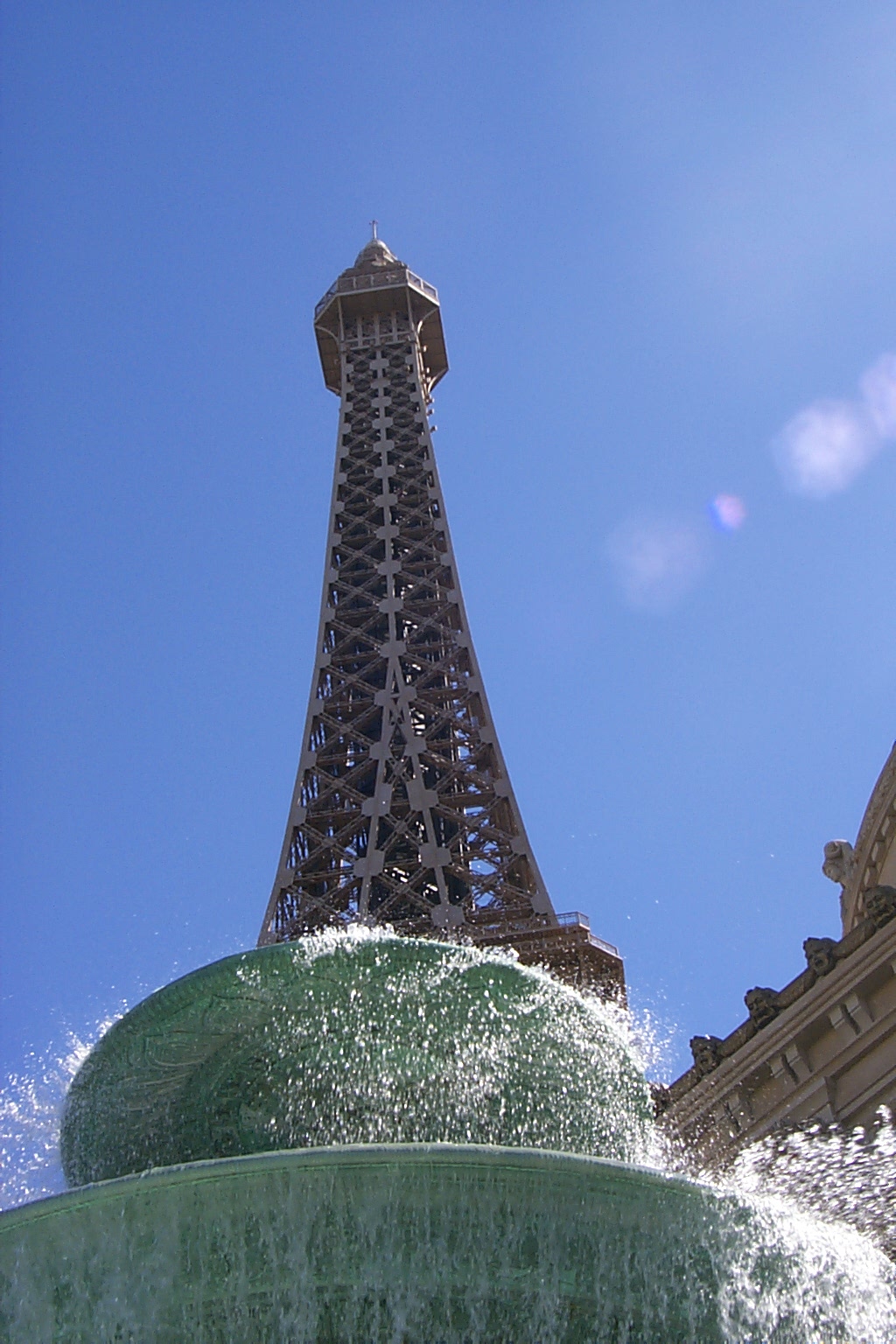 The tower at the Paris Hotel.  The inside shops and everything is made up as if your in Paris, France.  A fun place to visit.