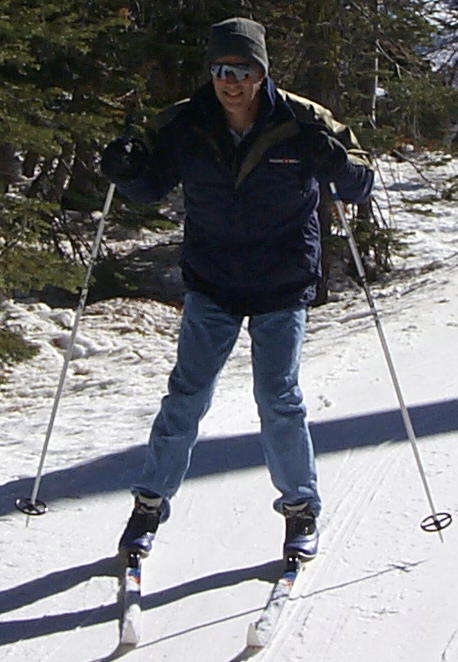 Dave skies along the icy track.